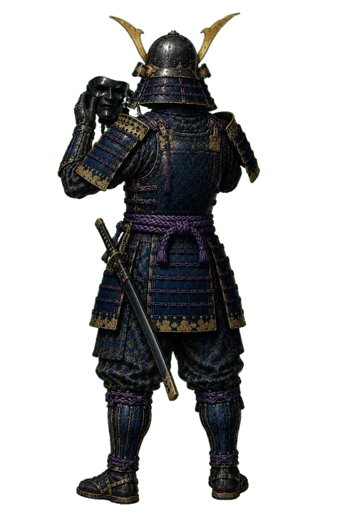 The Sensei seen from behind, taking off his mask