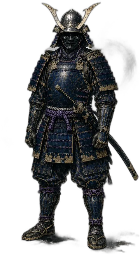The Sensei: a masked samurai in indigo armour